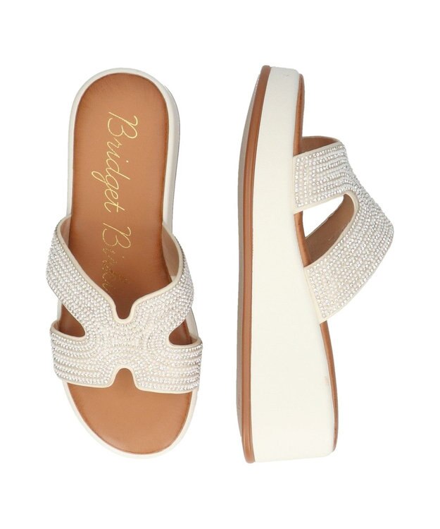Bridget Birkin 【Bridget Birkin】サイドカットビジューウェッジミュールサンダル アイボリー