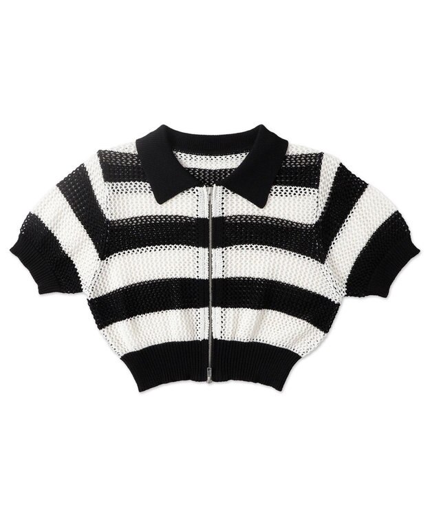 WEGO WZIPニットカーデ ホワイトボーダー