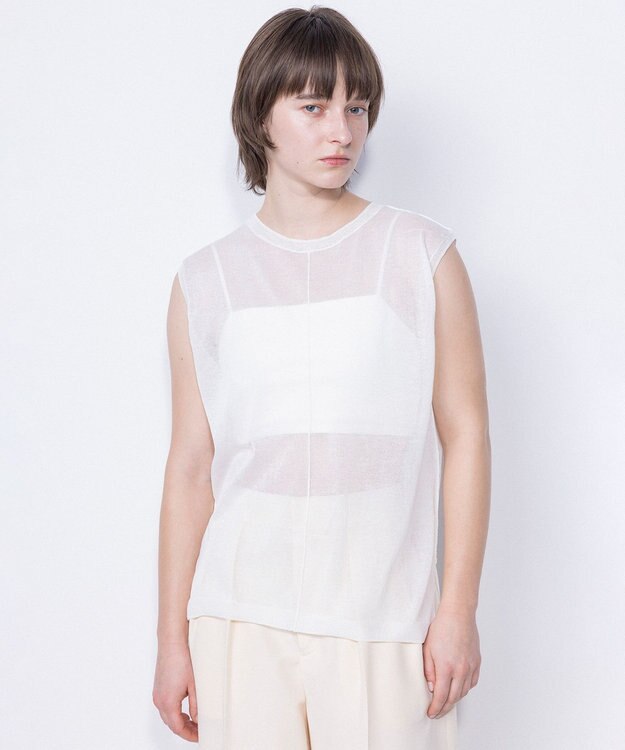 NAVE シアーニット ノースリーブ ホワイト系