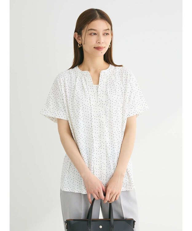 Green Parks ２ｗａｙ　フレンチスリーブ釦付ブラウソー Dot