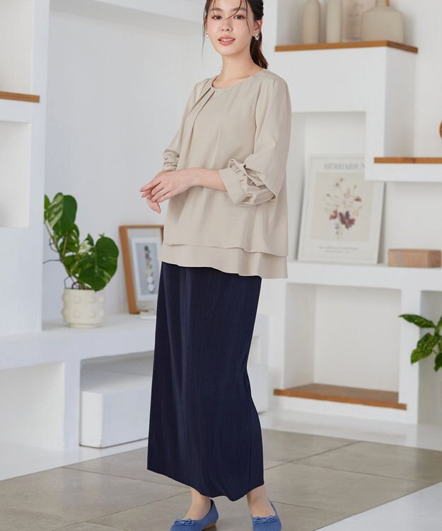 Tiaclasse L 【おのののかさん着用】クリスタルプリーツスカート ネイビー