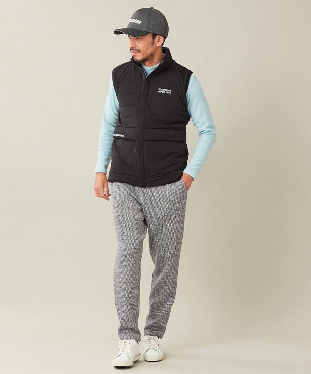 23区GOLF 【MEN】【防風/撥水/ストレッチ】【袖取り外しで2WAY】キルティング ブルゾン ブラック系