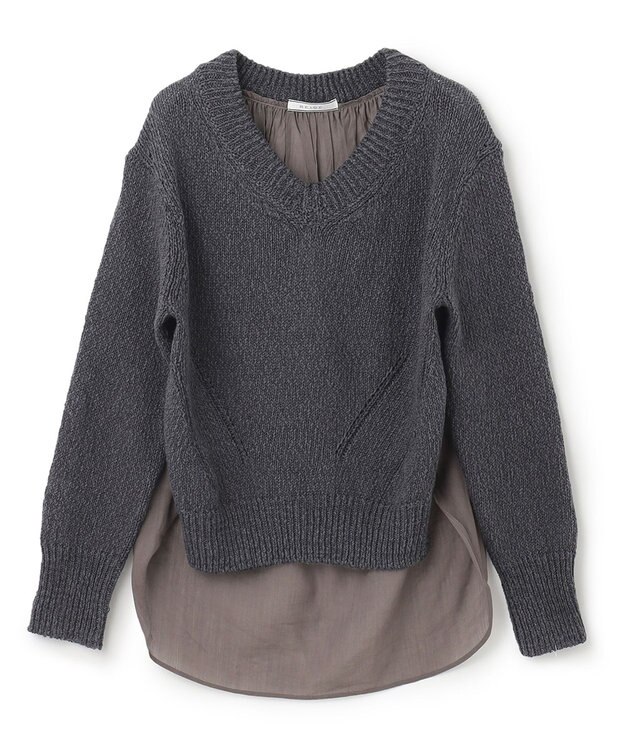 BEIGE， BAMBOO / Vネックニット Slate