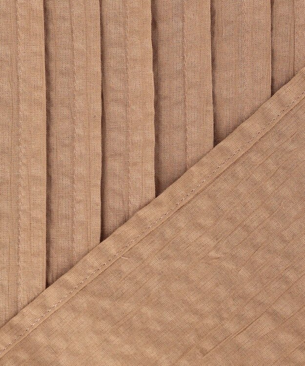 自由区 S 【涼やか】エアリーコットンリップピンタックフレンチスリーブ ブラウス ベージュ