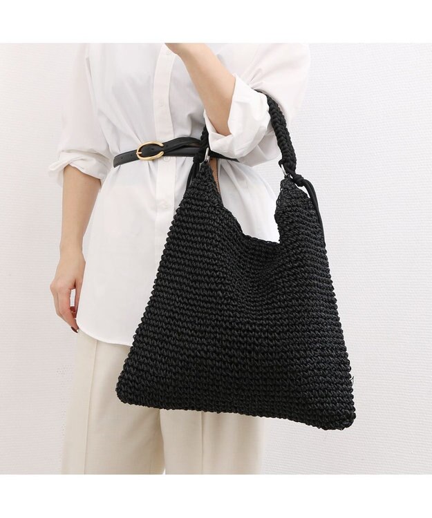 UNBILLION カシュカシュ cachecache / パラコードハンドルクロッシェトート カゴバッグ ブラック