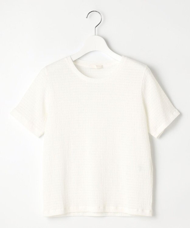 自由区 【洗える】シャーリングジャージー Tシャツ オフホワイト