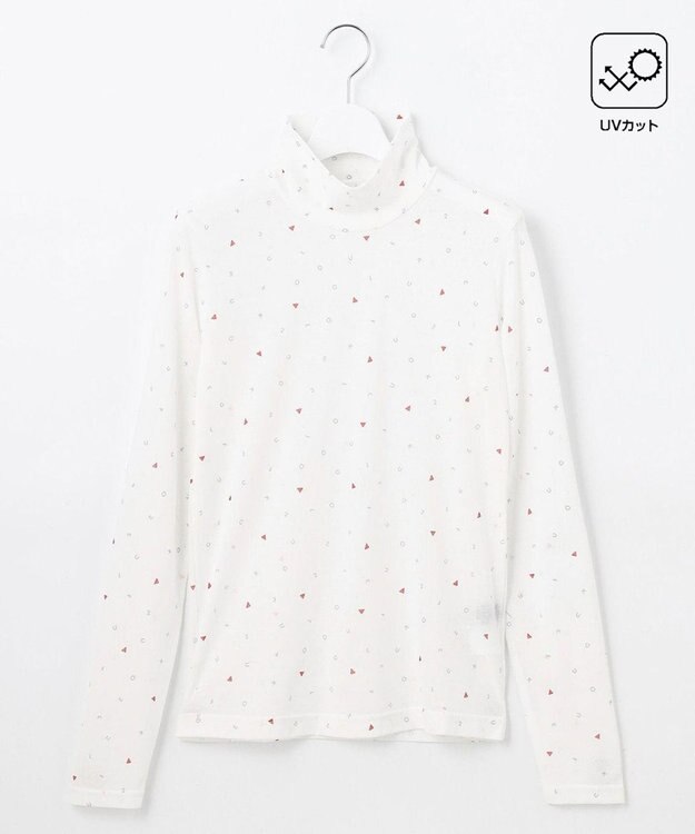 23区GOLF 【WOMEN】肌に優しいコットン100%【ストレッチ/UVケア】マイルドドライ総柄インナー ホワイト系