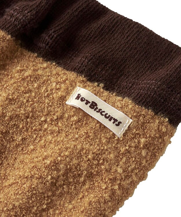 MIKI HOUSE HOT BISCUITS 【70-100cm】 シュクリーム素材 顔ドン あったかベビースパッツ ベージュ