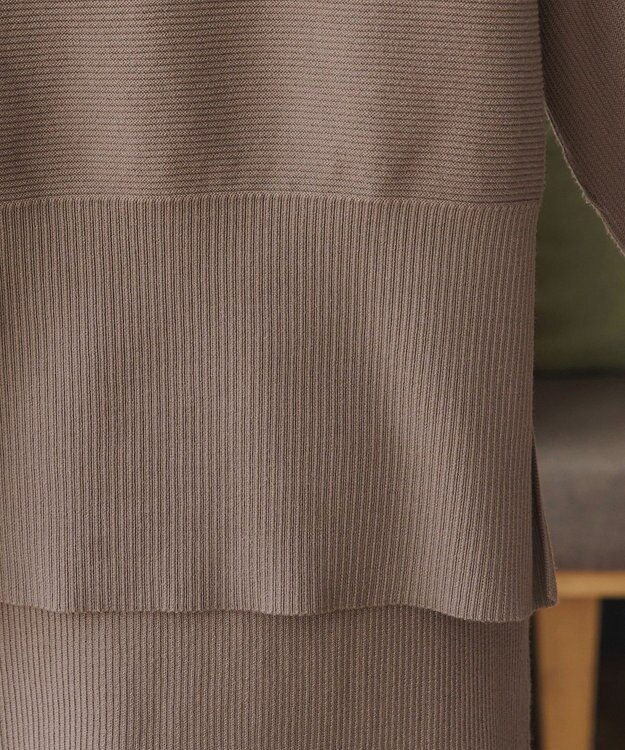 Tiaclasse 【2点セット】ニットトップス＋スカートセットアップ モカ