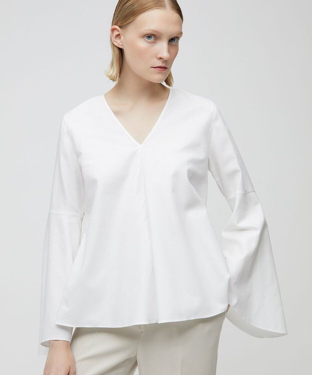 BEIGE， PERSIMMON / フレアーブラウス White