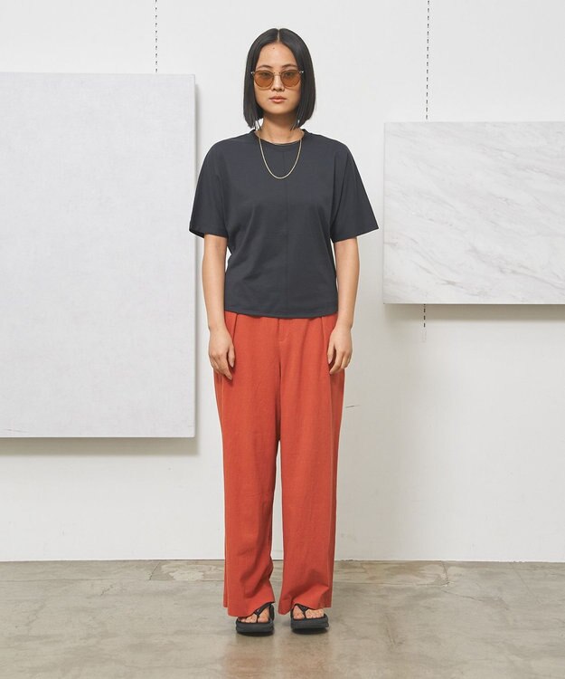 J.PRESS YORK STREET 【WOMEN】コットンワッシャータックワイド パンツ オレンジ系