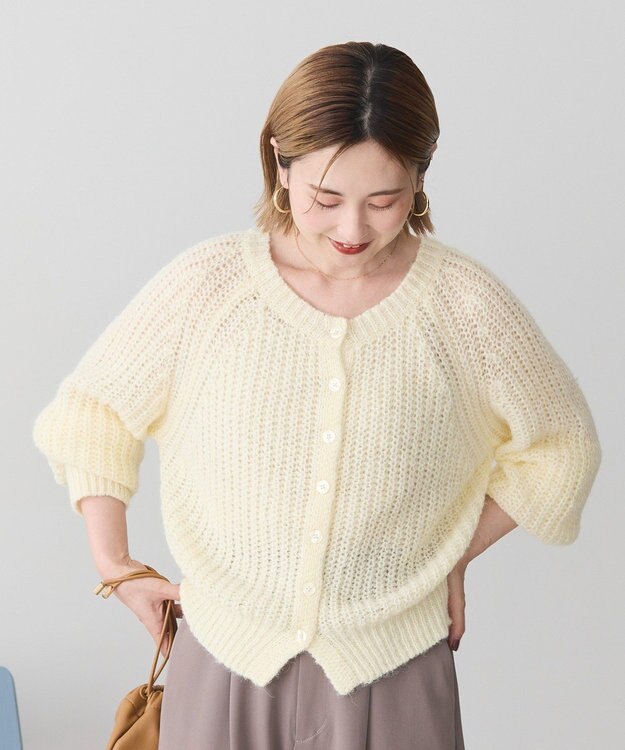 AMERICAN HOLIC 【2WAY】モヘヤ風甘編みカーディガン Ivory