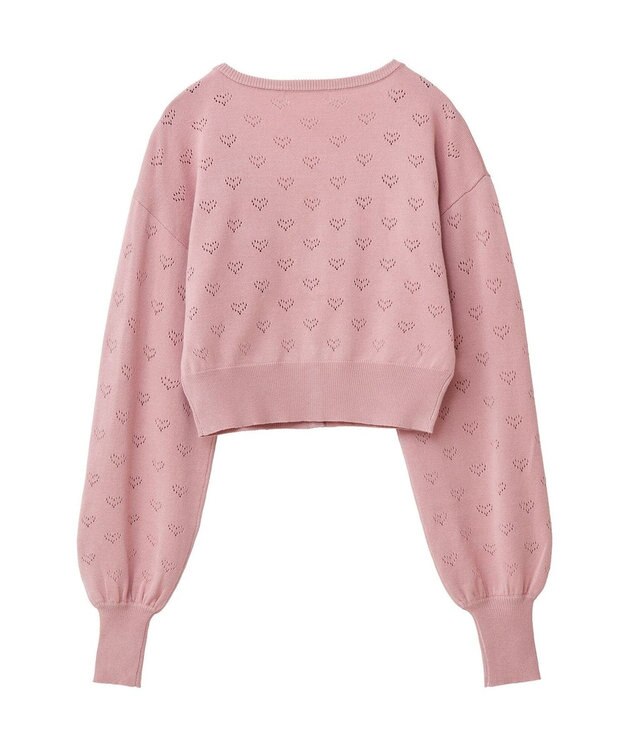 Green Parks ・ｓｗｉｎｇ　ｂｙ　ハート柄スカシニットカーディガン Pink