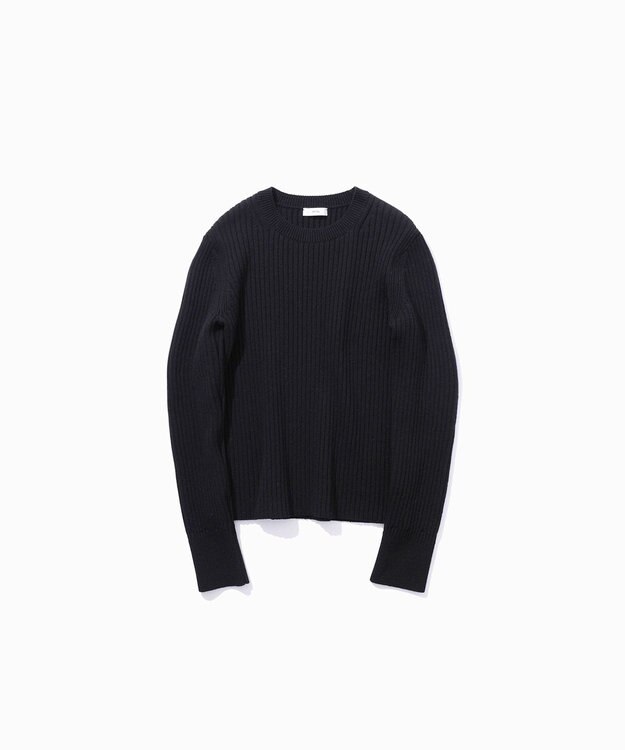 ATON NATURAL DYED WOOL | クルーネックリブセーター BLACK