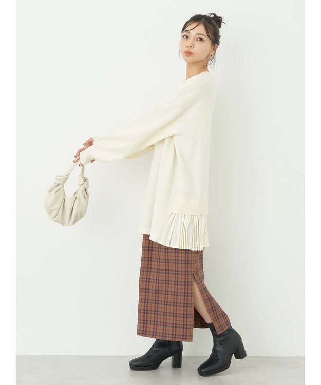 earth music&ecology チェックナロースカート Check Brown