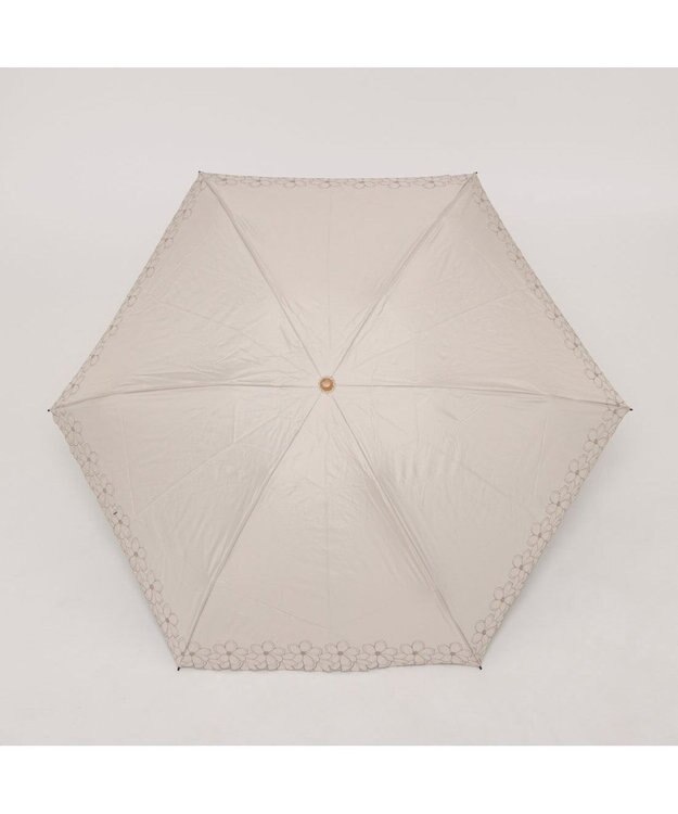 UNBILLION カシュネ cachenez / 【晴雨兼用】【日傘】UV カット率99％以上 PU軽量フラワー刺繍ミニ折りたたみ傘 ベージュ