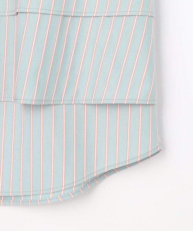 J.PRESS LADIES ストライプジャージー フリル カットソー ミントベース系