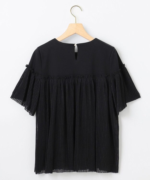 組曲 S プリーツコンビ5分袖 カットソー ブラック系