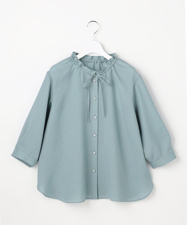 ANY SIS L 【2WAY】スムージーポリエステル フリルネック ブラウス ミント