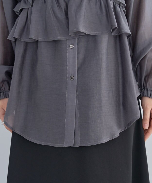 Green Parks ＳＥＴ２点フリルビスチェ＋シャツチュニック Charcoal Gray