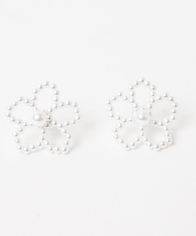 WEGO Lフラワービーズピアス オフホワイト