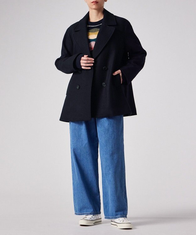 Paul Smith ウールカルゼ ショート ピーコート ネイビー