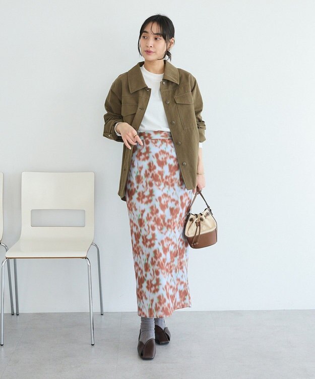 CRAFT STANDARD BOUTIQUE フラワープリントスリットロングスカート Purple