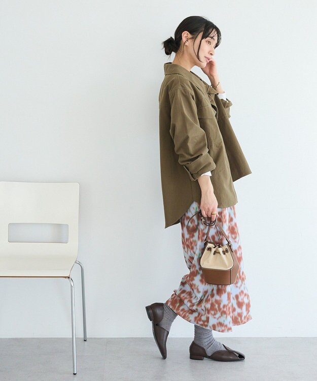 CRAFT STANDARD BOUTIQUE フラワープリントスリットロングスカート Purple