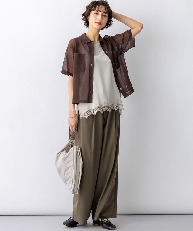 23区 【先行予約】シアー ポロニット ダークブラウン系