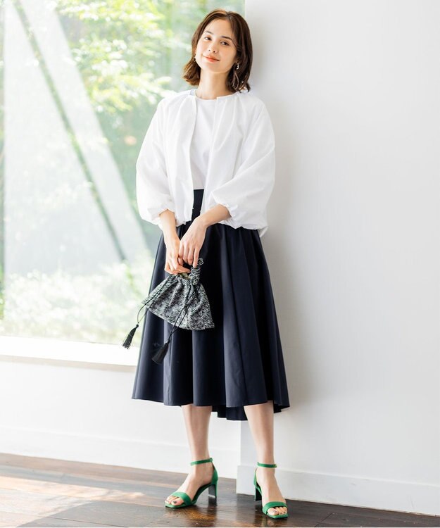 組曲 【洗える】サッカーストレッチ ブルゾン アイボリー系