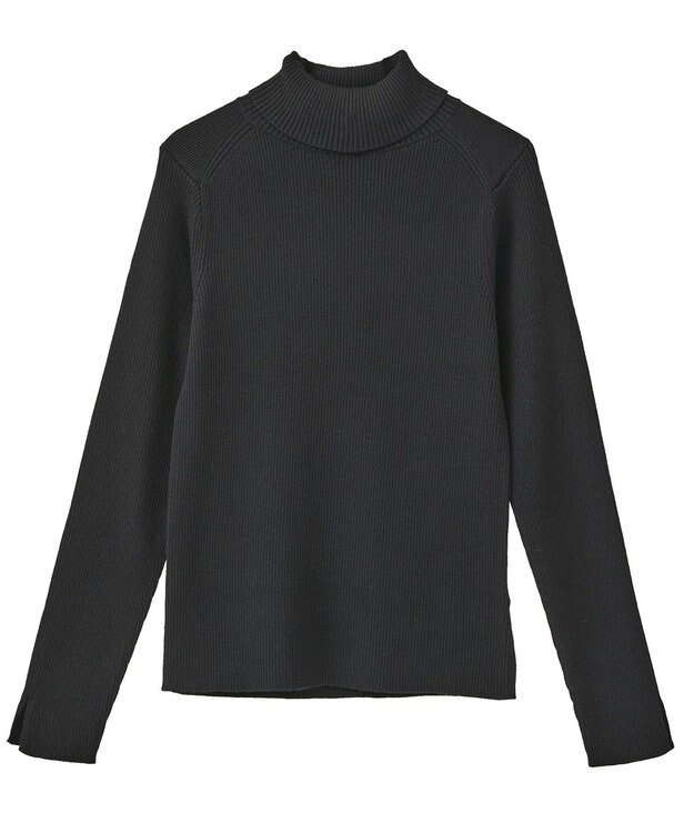 earth music&ecology 【イージーケア】【洗濯機洗い可】レンチング(TM)エコヴェロ(TM)(リブタートル) Black