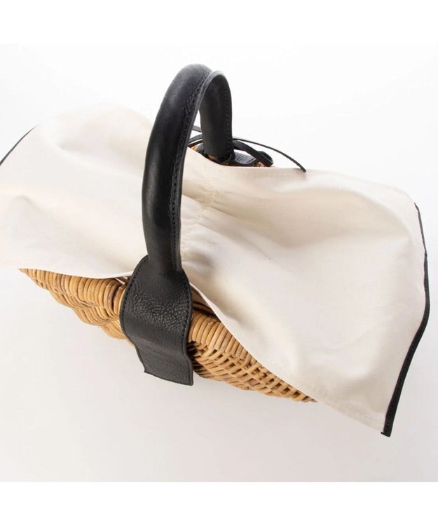 UNBILLION perche アラログ×姫路レザーフラップ付きカゴバッグ ブラック