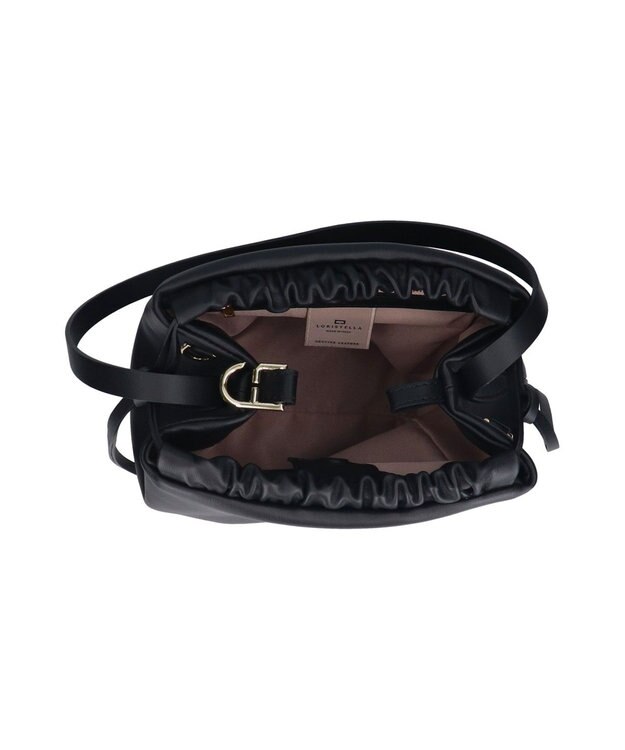 INTER-CHAUSSURES 【LORISTELLA】ソフトレザー巾着バッグ ブラック