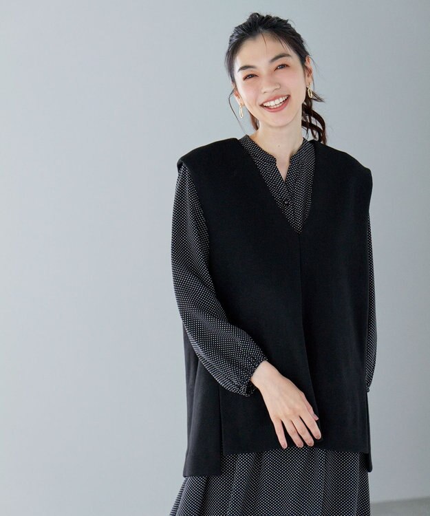 ANY フェイクウールベスト ブラック