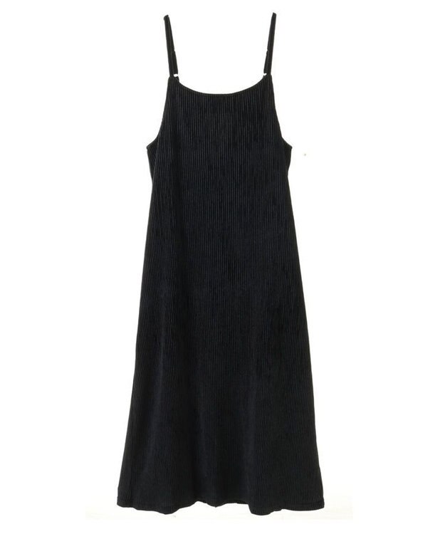 Green Parks ベロアプリーツキャミワンピース Black