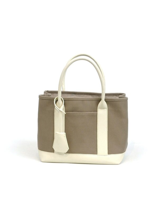 UNBILLION cachecache ショルダー付きパーテーションキャンバストート グレーアイボリー