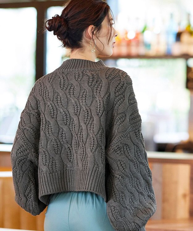 Tiaclasse 【洗える】ケーブルニットプルオーバー グレー