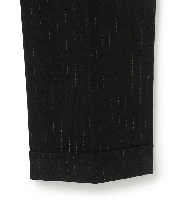 J.PRESS MEN 【J.PRESS ORIGINALS】Wool Silk Angola Chalk Stripes Spindle 1Tuck Piped Stem Slacks / Japan Made ブラック系1