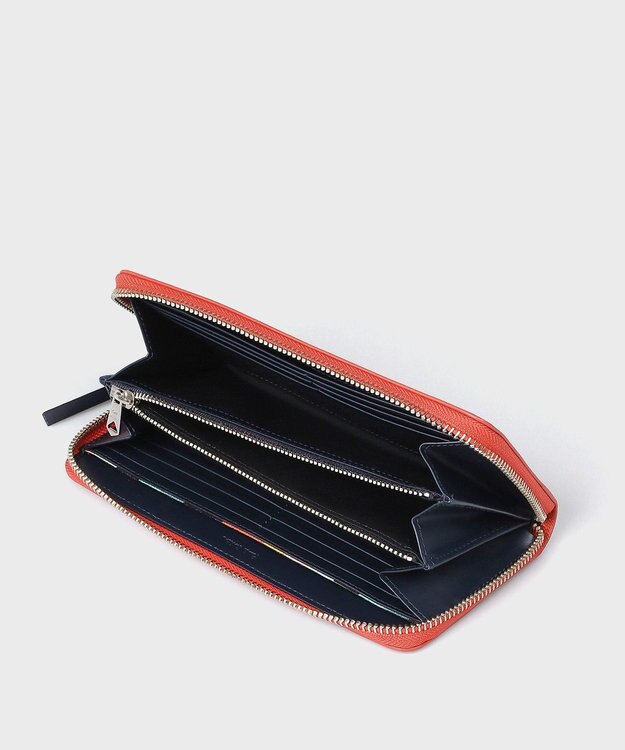 Paul Smith アーティストストライププラー ラウンドジップ長財布 オレンジ