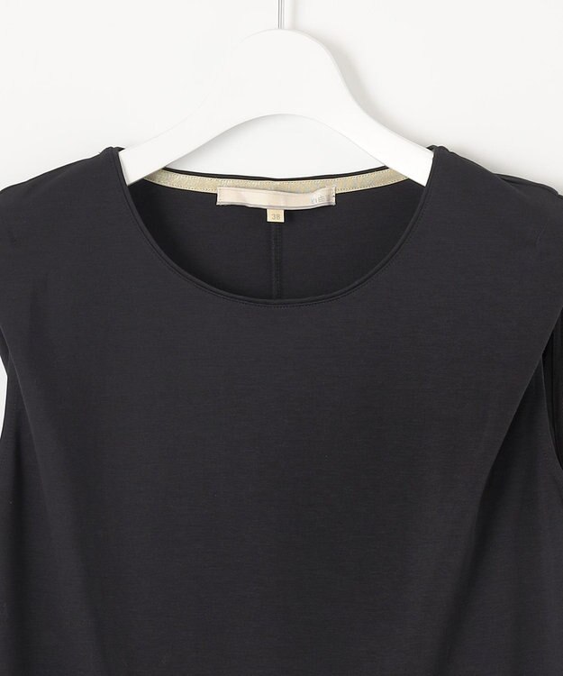 自由区 【接触冷感・洗える・XSサイズあり】ハイツイストポンチノースリーブインナー カットソー ネイビー系