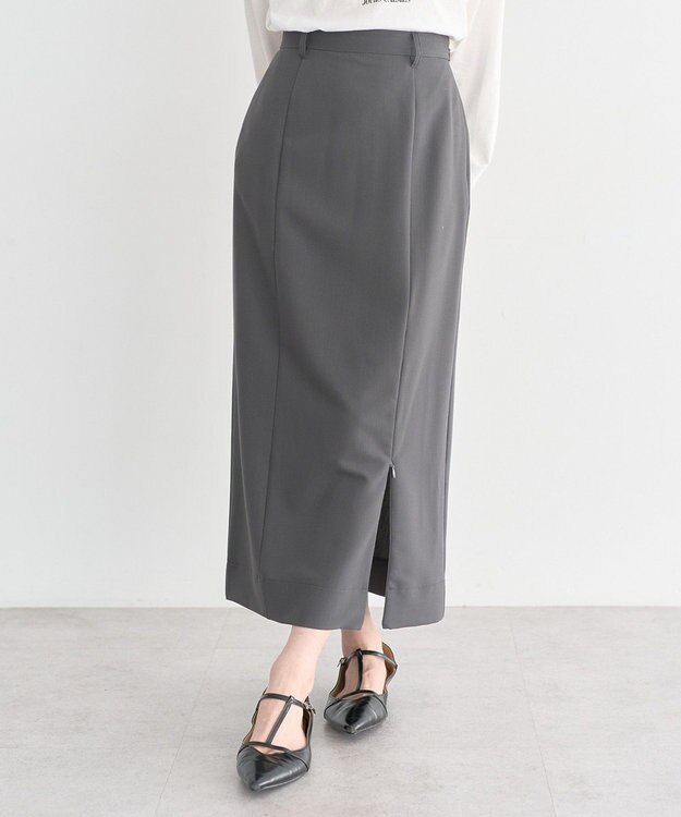 earth music&ecology ジップスリットＩラインスカート Gray