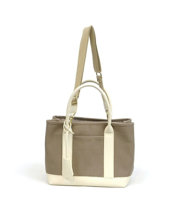 UNBILLION cachecache ショルダー付きパーテーションキャンバストート グレーアイボリー