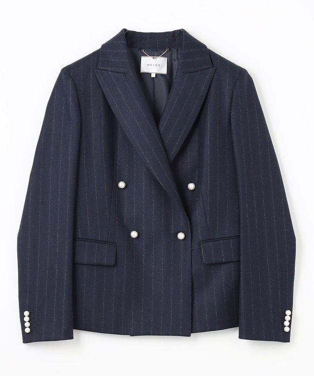 BEIGE， MARCEAU / パールジャケット Navy × White Line