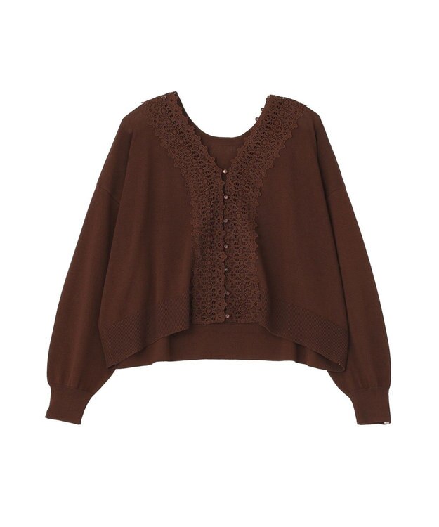 earth music&ecology 【2WAY】レーストリムシアーニットカーディガン Brown