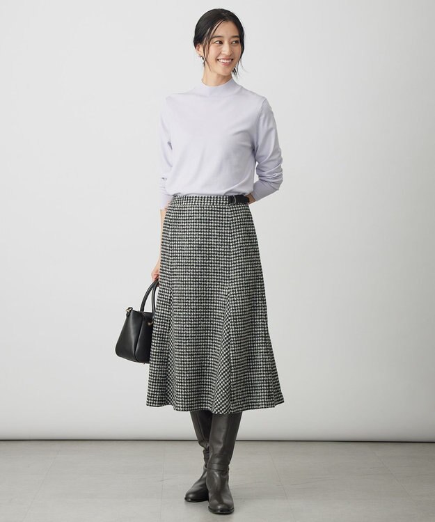 J.PRESS LADIES S ウールシルク ハウンドトゥース フレア スカート モノトーン系