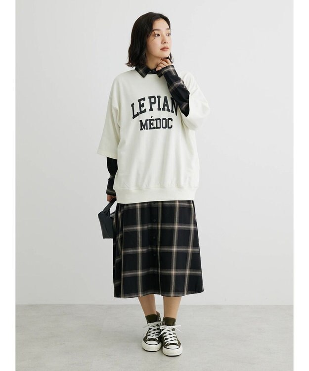 Green Parks ビエラチェックシャツワンピース Black