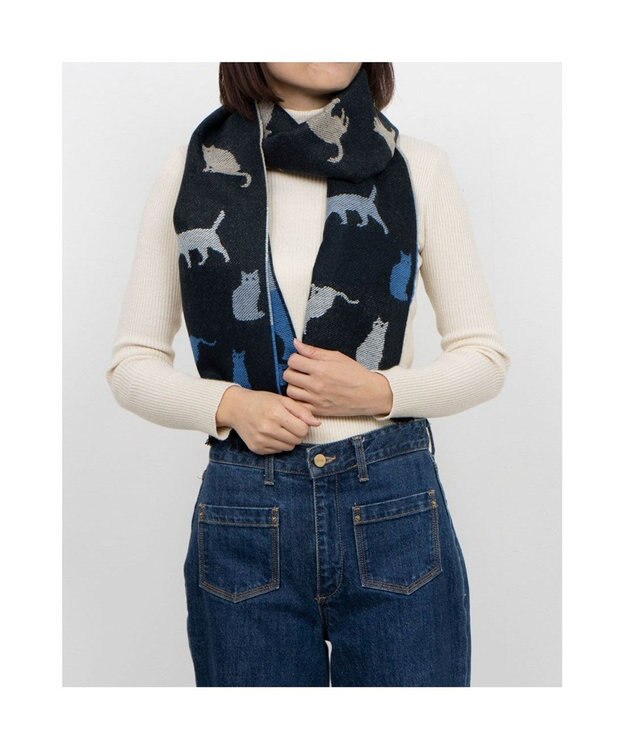 UNBILLION カシュネ cache nez / ランダムキャットマフラー ネイビー