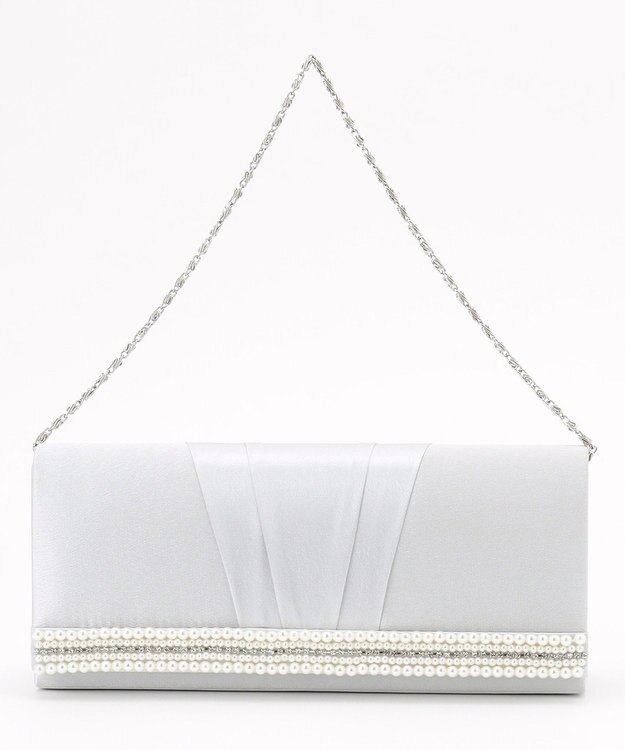 ANY SIS 【2WAY】パール調ラインクラッチ バッグ ライトグレー