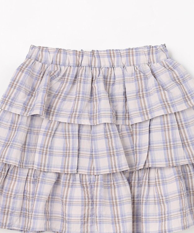 ANY KIDS 【洗濯機可能】ティアード チェックスカパン ブラウン