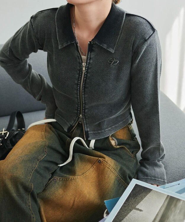 WEGO ヴィンテージライクWZIPトップス スミクロ